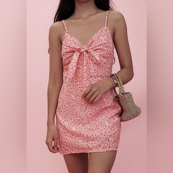 Cry Baby Pink Butterfly Bow Mini Dress Women’s M 90s-Inspired Coquette Feminine - Picture 1 of 9